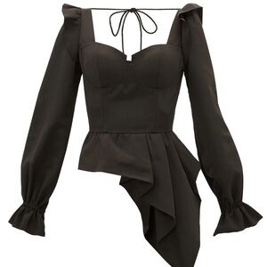 Self-Portrait Asymmetric Structured Black Top